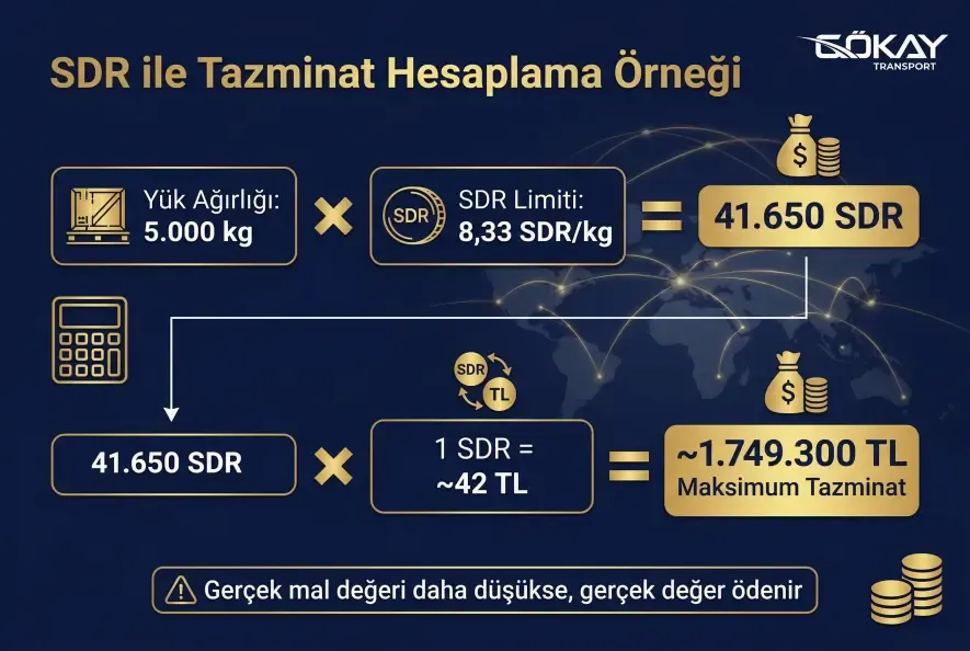 Nakliye sigortası SDR hesaplama örneği infografik