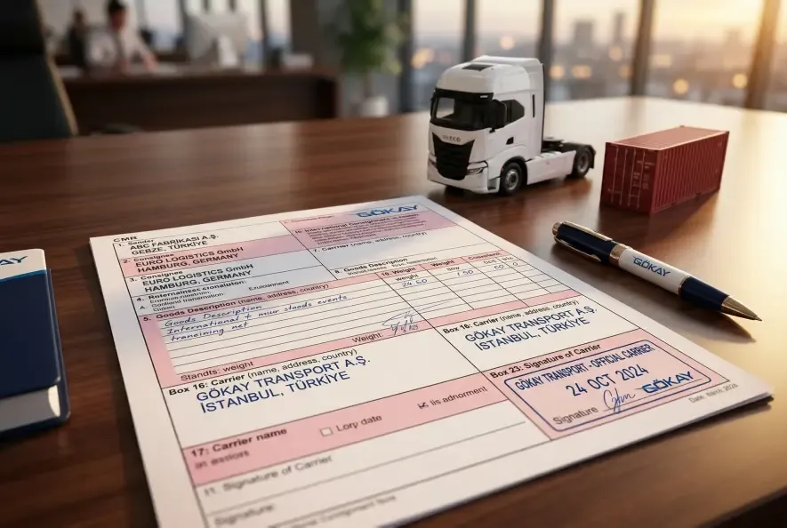 CMR belgesi örneği — uluslararası karayolu taşıma senedi formu